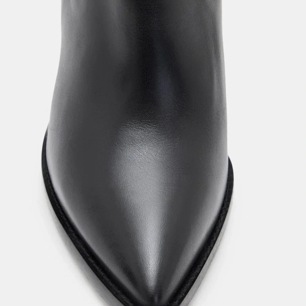 All Saints RIA Black Ankle Boots with Pointed Toe and High Block Heel - Picture 3 of 9